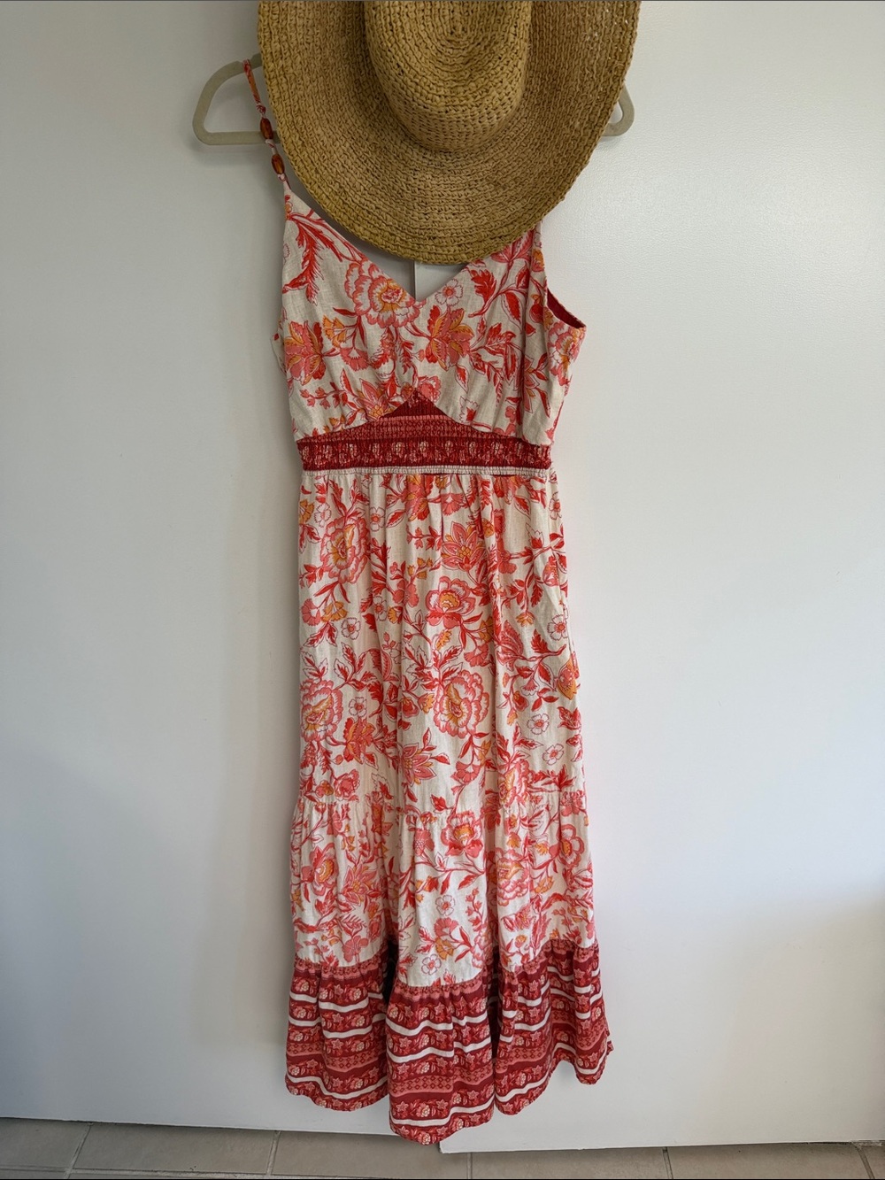 Rachel Zoe Floral Maxi Dress in Coral and Cream